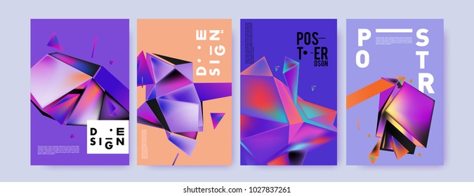 Abstract geometric colorful background for poster and cover design. Blue, yellow, red, orange, pink and green. Vector banner poster template in Eps10.