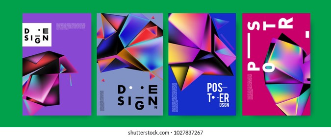 Abstract geometric colorful background for poster and cover design. Blue, yellow, red, orange, pink and green. Vector banner poster template in Eps10.