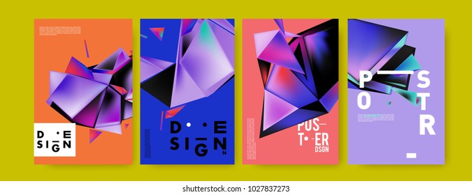 Abstract geometric colorful background for poster and cover design. Blue, yellow, red, orange, pink and green. Vector banner poster template in Eps10.