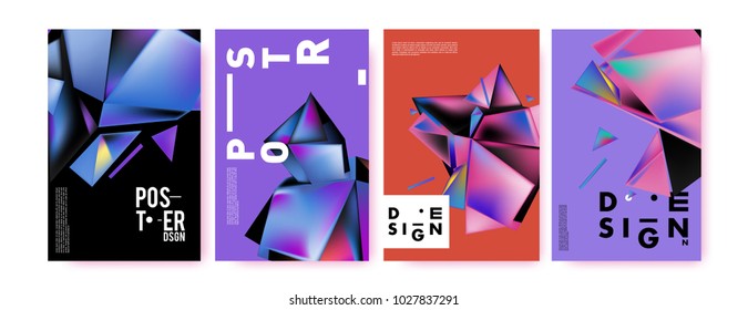 Abstract geometric colorful background for poster and cover design. Blue, yellow, red, orange, pink and green. Vector banner poster template in Eps10.