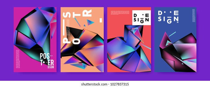 Abstract geometric colorful background for poster and cover design. Blue, yellow, red, orange, pink and green. Vector banner poster template in Eps10.