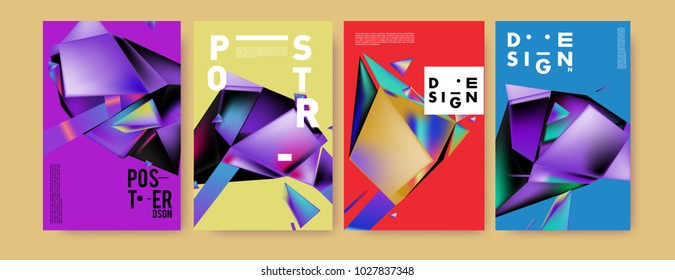 Abstract geometric colorful background for poster and cover design. Blue, yellow, red, orange, pink and green. Vector banner poster template in Eps10.