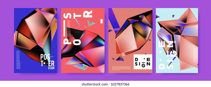Abstract geometric colorful background for poster and cover design. Blue, yellow, red, orange, pink and green. Vector banner poster template in Eps10.