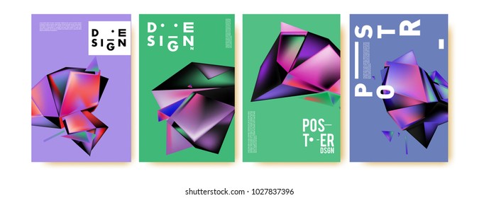 Abstract geometric colorful background for poster and cover design. Blue, yellow, red, orange, pink and green. Vector banner poster template in Eps10.