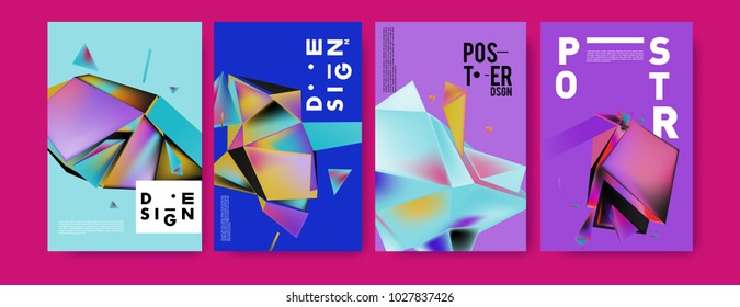 Abstract geometric colorful background for poster and cover design. Blue, yellow, red, orange, pink and green. Vector banner poster template in Eps10.