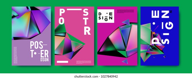 Abstract geometric colorful background for poster and cover design. Blue, yellow, red, orange, pink and green. Vector banner poster template in Eps10.