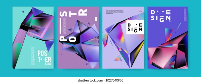 Abstract geometric colorful background for poster and cover design. Blue, yellow, red, orange, pink and green. Vector banner poster template in Eps10.