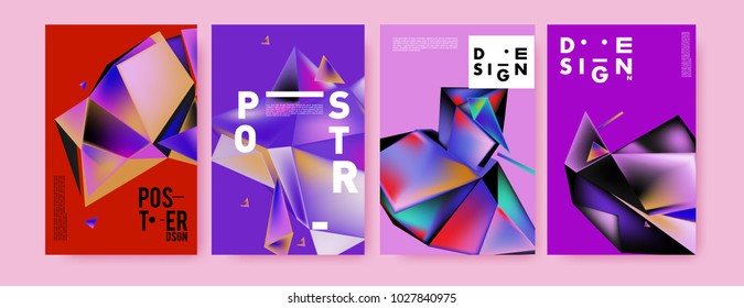 Abstract geometric colorful background for poster and cover design. Blue, yellow, red, orange, pink and green. Vector banner poster template in Eps10.