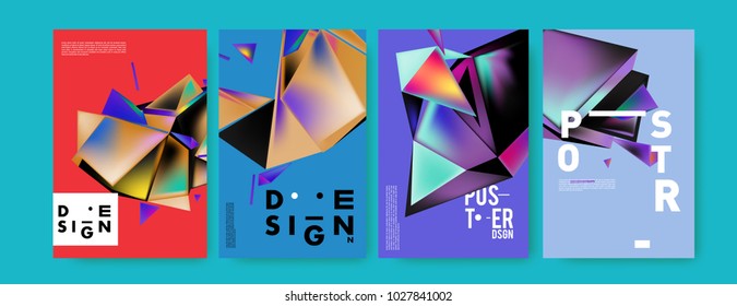 Abstract geometric colorful background for poster and cover design. Blue, yellow, red, orange, pink and green. Vector banner poster template in Eps10.