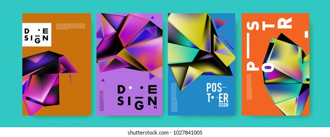 Abstract geometric colorful background for poster and cover design. Blue, yellow, red, orange, pink and green. Vector banner poster template in Eps10.