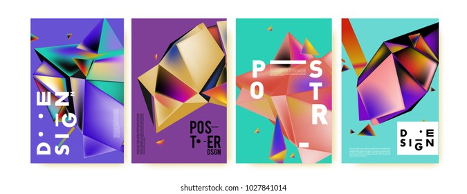 Abstract geometric colorful background for poster and cover design. Blue, yellow, red, orange, pink and green. Vector banner poster template in Eps10.