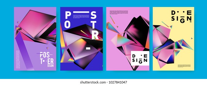 Abstract geometric colorful background for poster and cover design. Blue, yellow, red, orange, pink and green. Vector banner poster template in Eps10.