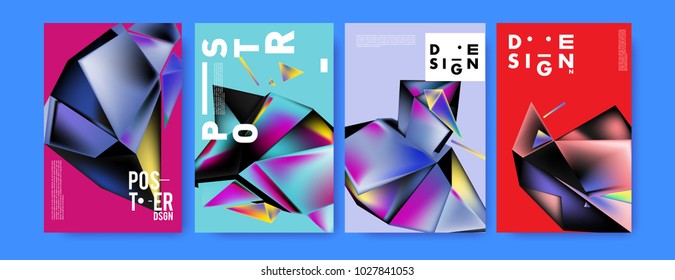 Abstract geometric colorful background for poster and cover design. Blue, yellow, red, orange, pink and green. Vector banner poster template in Eps10.