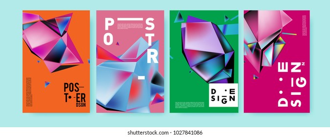 Abstract geometric colorful background for poster and cover design. Blue, yellow, red, orange, pink and green. Vector banner poster template in Eps10.