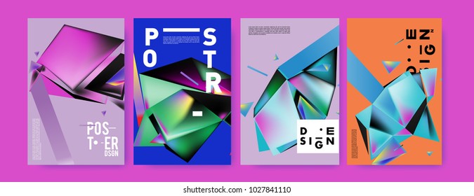Abstract geometric colorful background for poster and cover design. Blue, yellow, red, orange, pink and green. Vector banner poster template in Eps10.