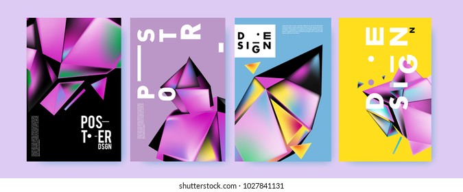 Abstract geometric colorful background for poster and cover design. Blue, yellow, red, orange, pink and green. Vector banner poster template in Eps10.