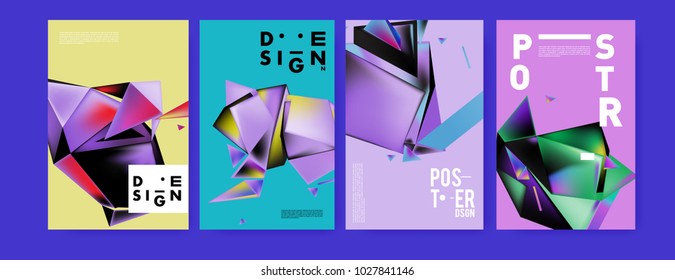 Abstract geometric colorful background for poster and cover design. Blue, yellow, red, orange, pink and green. Vector banner poster template in Eps10.