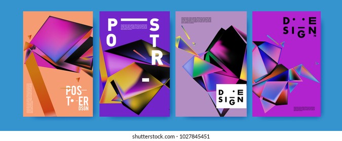 Abstract geometric colorful background for poster and cover design. Blue, yellow, red, orange, pink and green. Vector banner poster template in Eps10.