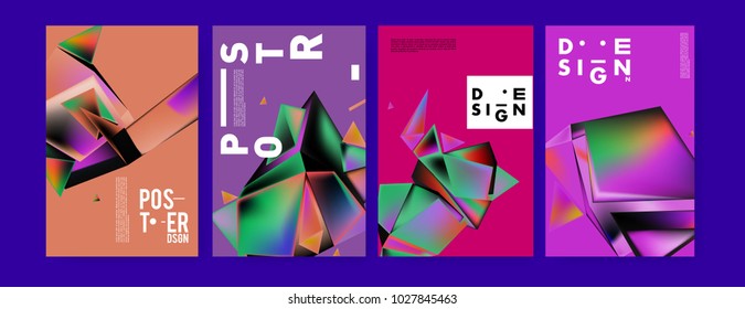Abstract geometric colorful background for poster and cover design. Blue, yellow, red, orange, pink and green. Vector banner poster template in Eps10.