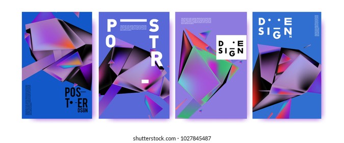 Abstract geometric colorful background for poster and cover design. Blue, yellow, red, orange, pink and green. Vector banner poster template in Eps10.