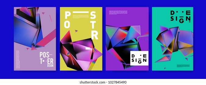 Abstract geometric colorful background for poster and cover design. Blue, yellow, red, orange, pink and green. Vector banner poster template in Eps10.