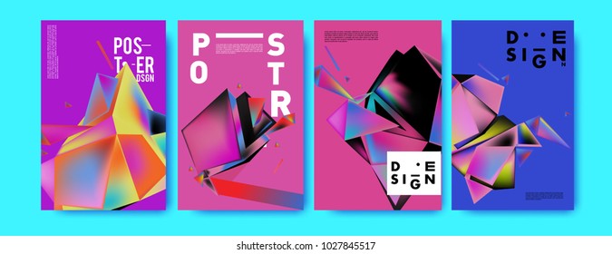 Abstract geometric colorful background for poster and cover design. Blue, yellow, red, orange, pink and green. Vector banner poster template in Eps10.