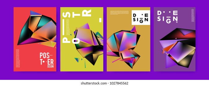 Abstract geometric colorful background for poster and cover design. Blue, yellow, red, orange, pink and green. Vector banner poster template in Eps10.