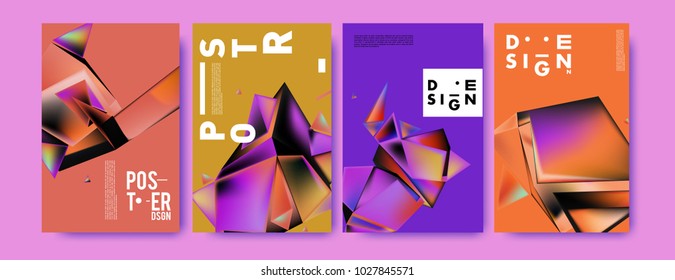 Abstract geometric colorful background for poster and cover design. Blue, yellow, red, orange, pink and green. Vector banner poster template in Eps10.