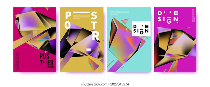 Abstract geometric colorful background for poster and cover design. Blue, yellow, red, orange, pink and green. Vector banner poster template in Eps10.