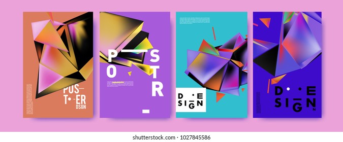 Abstract geometric colorful background for poster and cover design. Blue, yellow, red, orange, pink and green. Vector banner poster template in Eps10.