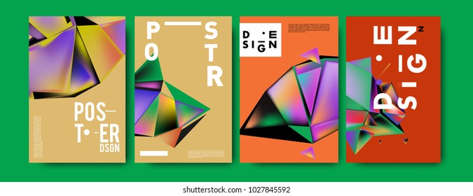 Abstract geometric colorful background for poster and cover design. Blue, yellow, red, orange, pink and green. Vector banner poster template in Eps10.