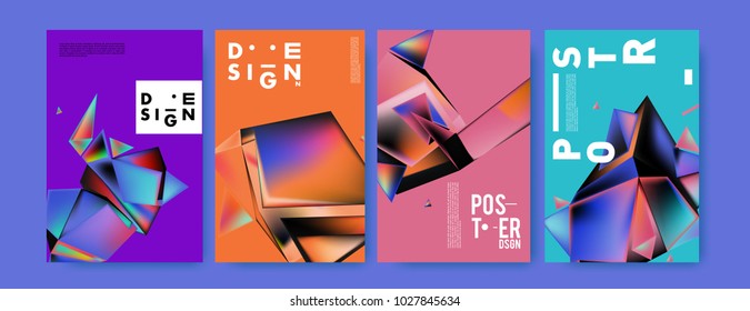 Abstract geometric colorful background for poster and cover design. Blue, yellow, red, orange, pink and green. Vector banner poster template in Eps10.