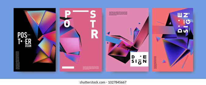 Abstract geometric colorful background for poster and cover design. Blue, yellow, red, orange, pink and green. Vector banner poster template in Eps10.
