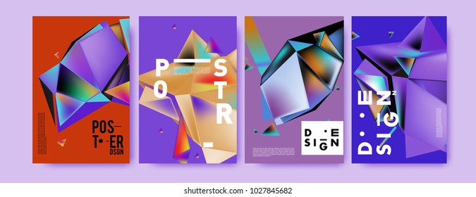Abstract geometric colorful background for poster and cover design. Blue, yellow, red, orange, pink and green. Vector banner poster template in Eps10.