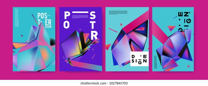 Abstract geometric colorful background for poster and cover design. Blue, yellow, red, orange, pink and green. Vector banner poster template in Eps10.
