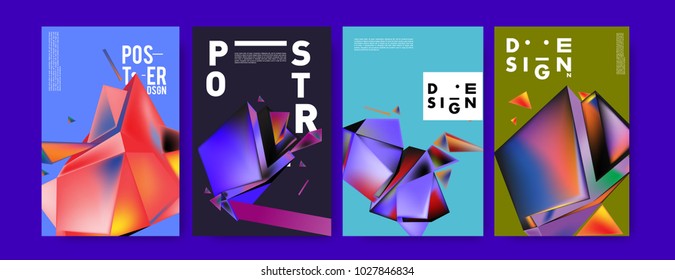 Abstract geometric colorful background for poster and cover design. Blue, yellow, red, orange, pink and green. Vector banner poster template in Eps10.