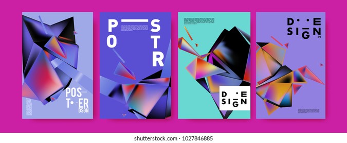 Abstract geometric colorful background for poster and cover design. Blue, yellow, red, orange, pink and green. Vector banner poster template in Eps10.
