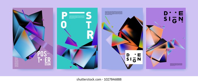 Abstract geometric colorful background for poster and cover design. Blue, yellow, red, orange, pink and green. Vector banner poster template in Eps10.