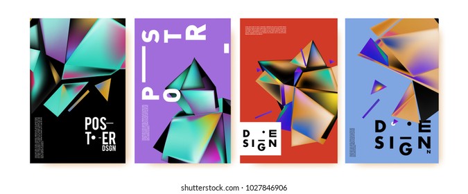 Abstract geometric colorful background for poster and cover design. Blue, yellow, red, orange, pink and green. Vector banner poster template in Eps10.