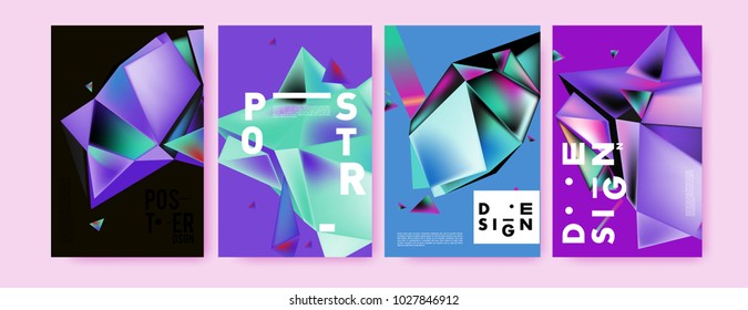 Abstract geometric colorful background for poster and cover design. Blue, yellow, red, orange, pink and green. Vector banner poster template in Eps10.