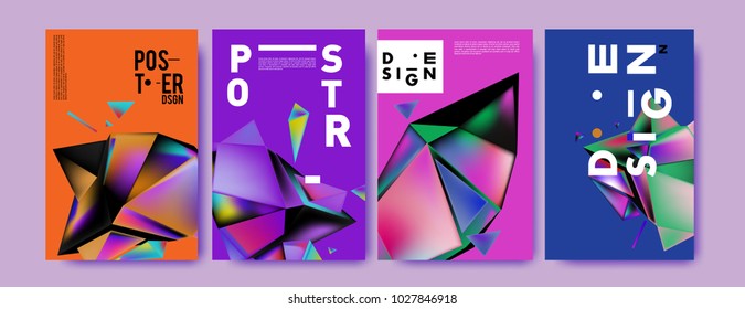 Abstract geometric colorful background for poster and cover design. Blue, yellow, red, orange, pink and green. Vector banner poster template in Eps10.