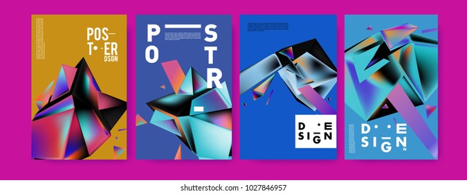 Abstract geometric colorful background for poster and cover design. Blue, yellow, red, orange, pink and green. Vector banner poster template in Eps10.