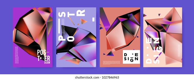 Abstract geometric colorful background for poster and cover design. Blue, yellow, red, orange, pink and green. Vector banner poster template in Eps10.