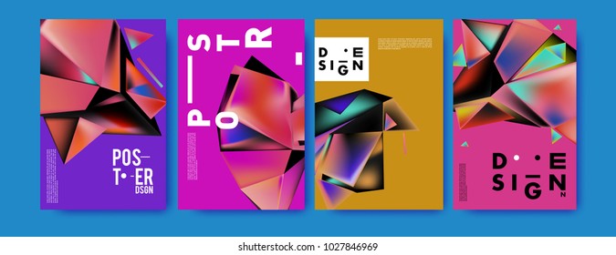 Abstract geometric colorful background for poster and cover design. Blue, yellow, red, orange, pink and green. Vector banner poster template in Eps10.