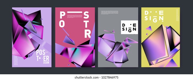 Abstract geometric colorful background for poster and cover design. Blue, yellow, red, orange, pink and green. Vector banner poster template in Eps10.