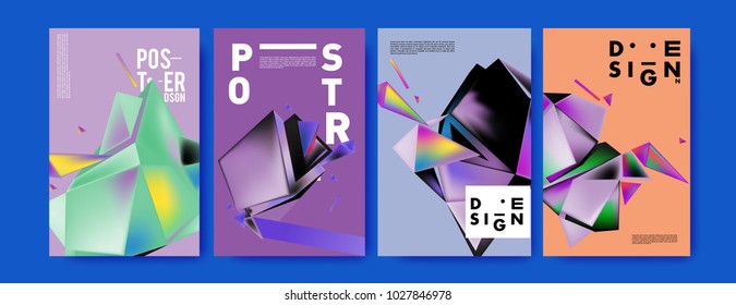 Abstract geometric colorful background for poster and cover design. Blue, yellow, red, orange, pink and green. Vector banner poster template in Eps10.