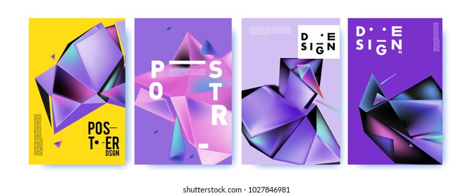 Abstract geometric colorful background for poster and cover design. Blue, yellow, red, orange, pink and green. Vector banner poster template in Eps10.