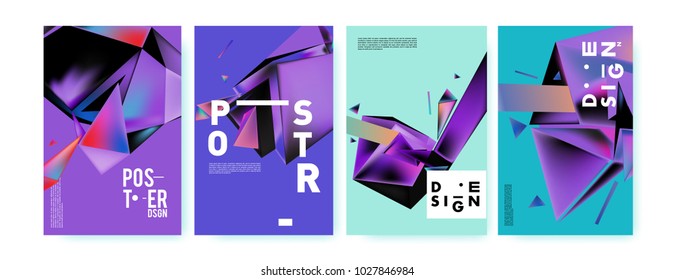 Abstract geometric colorful background for poster and cover design. Blue, yellow, red, orange, pink and green. Vector banner poster template in Eps10.