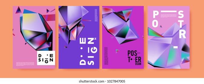 Abstract geometric colorful background for poster and cover design. Blue, yellow, red, orange, pink and green. Vector banner poster template in Eps10.