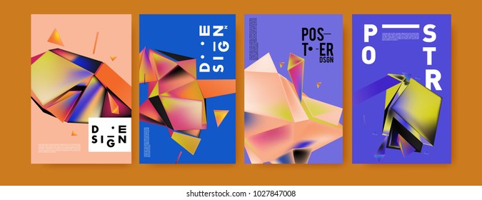 Abstract geometric colorful background for poster and cover design. Blue, yellow, red, orange, pink and green. Vector banner poster template in Eps10.